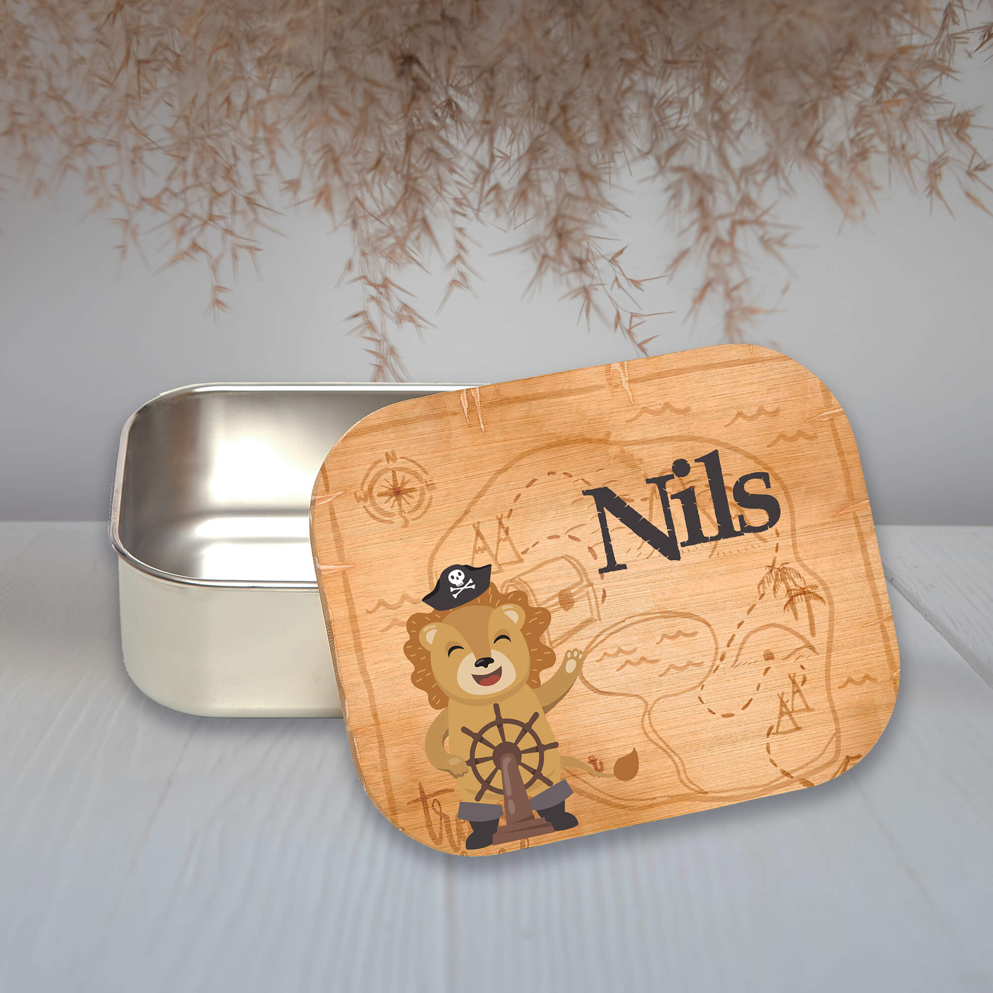 Brotdose personalisiert mit Namen - Piratenlöwe