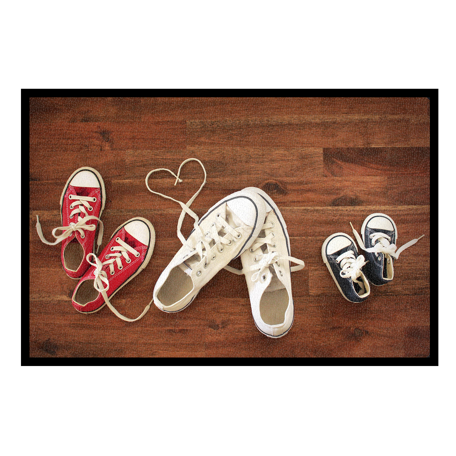 Personalisierte Fußmatte Sneaker – 1 Erwachsener & 2 Kinder