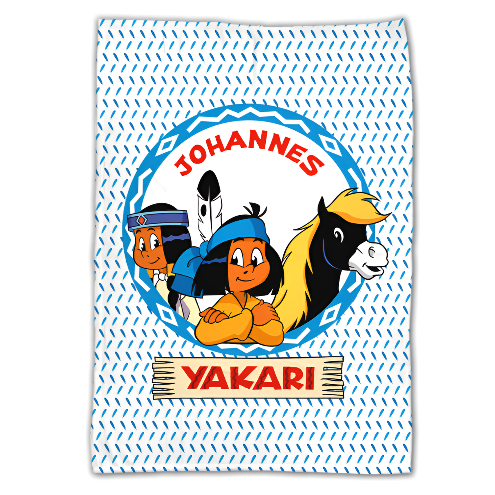 Yakari Kuscheldecke mit dem Design Yakari beste Freunde in 3 Größen