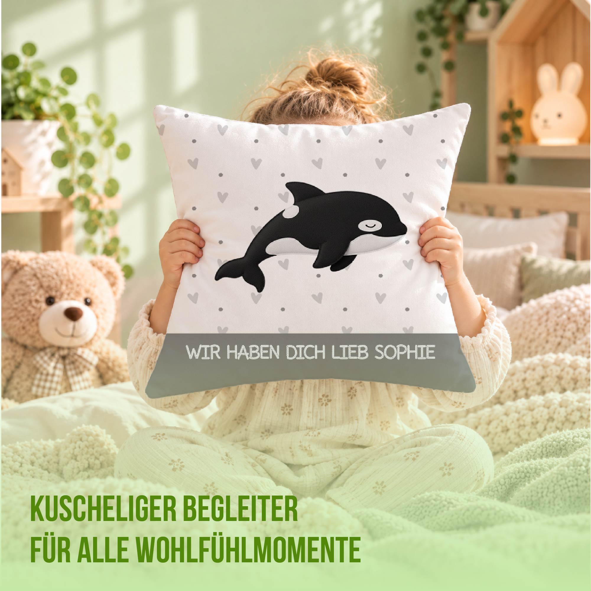 Schlummer-Kissen - Orca - Mit Namen personalisierbar