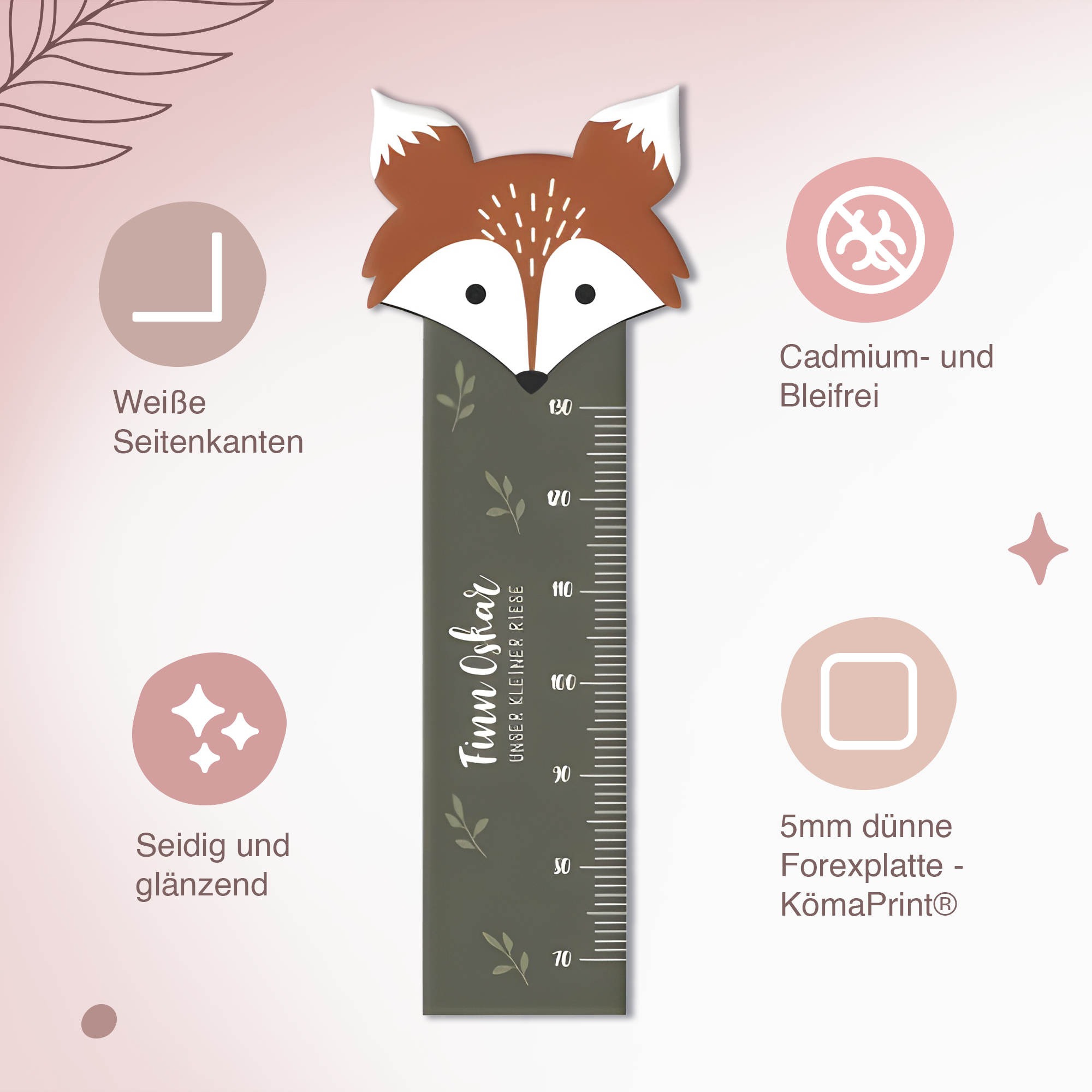 Messlatte für Kinder personalisiert mit Namen und eigenen Texten - Design Into the woods