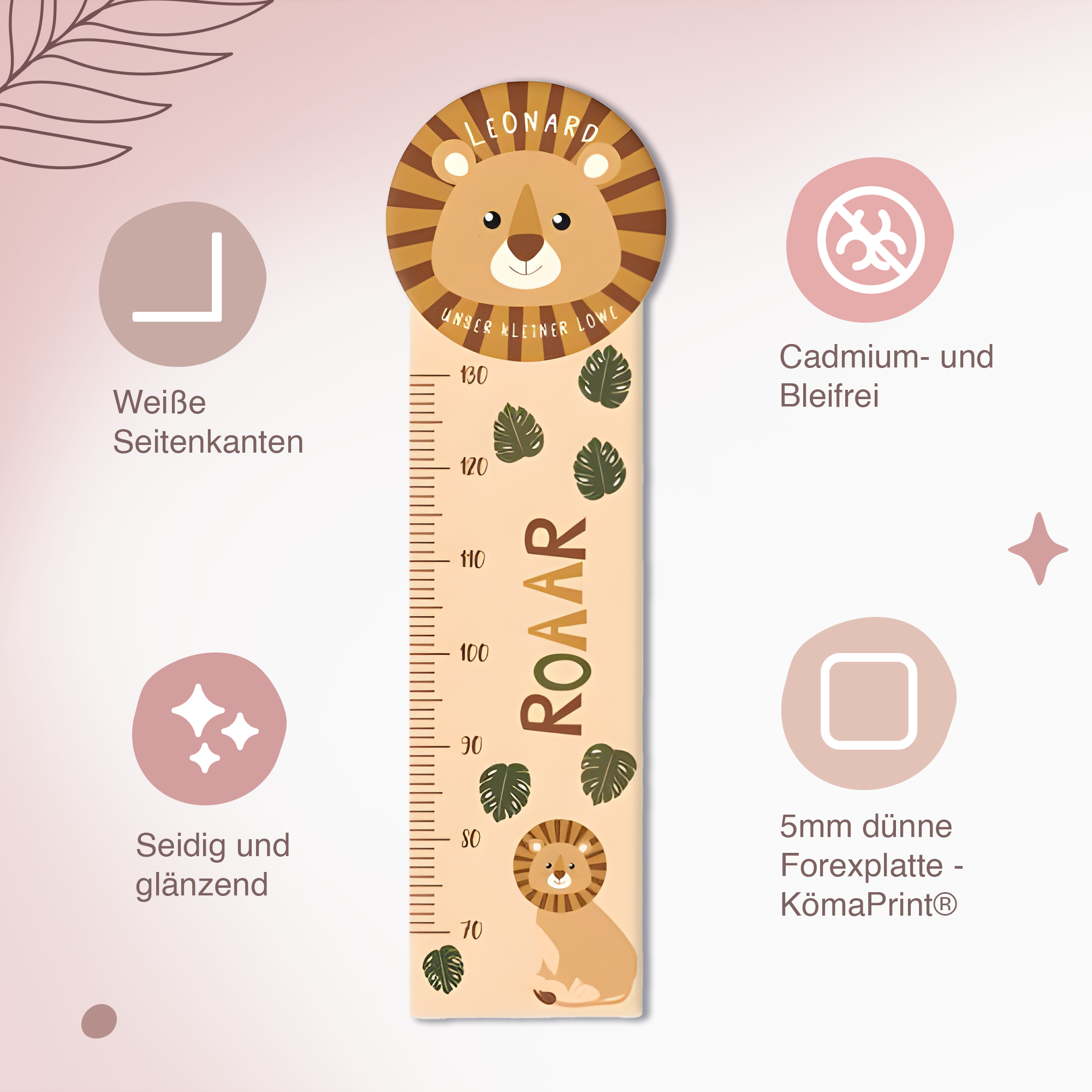 Messlatte für Kinder personalisiert mit Namen und eigenen Texten - Design Dschungel