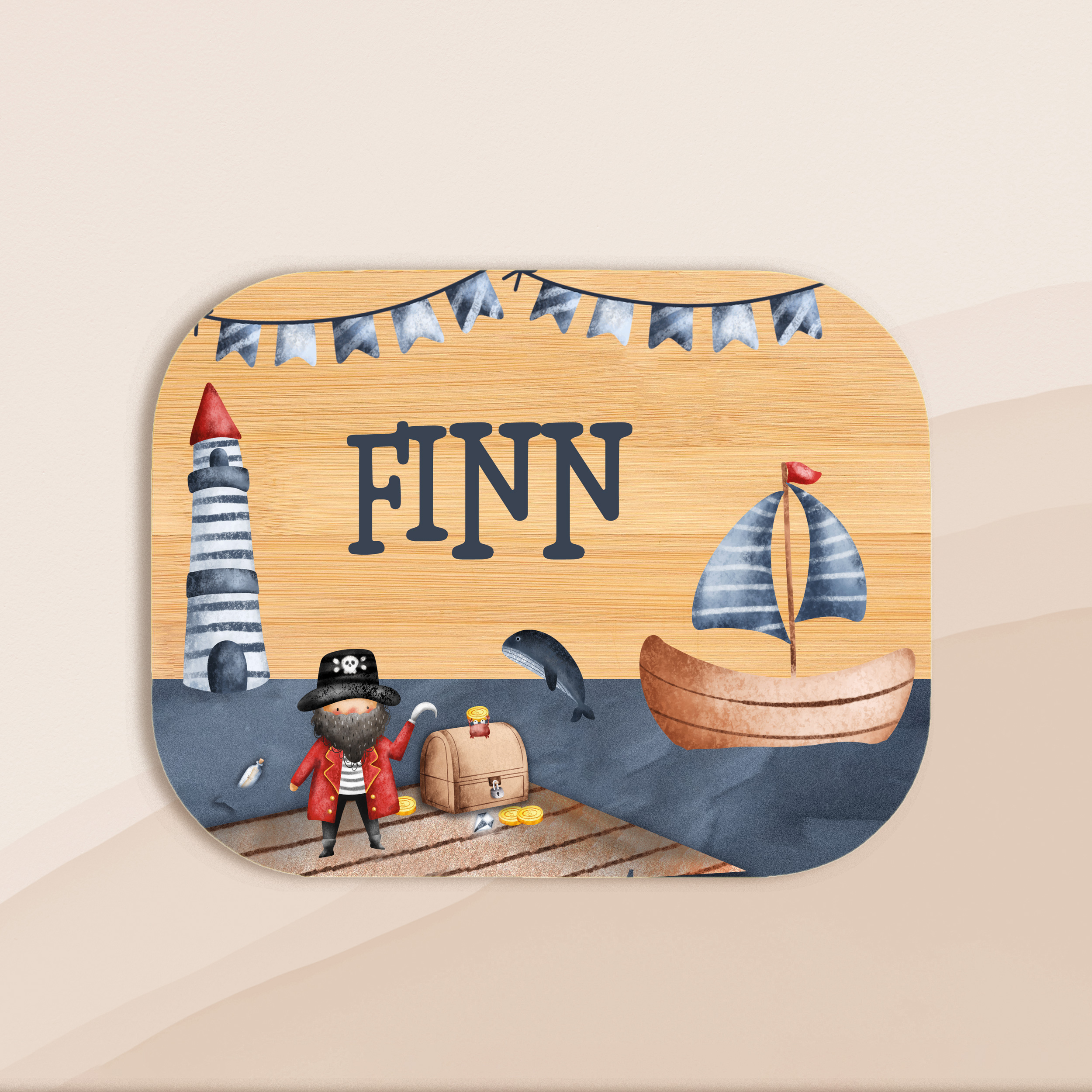 Brotdose personalisiert mit Namen - Piratenschiff