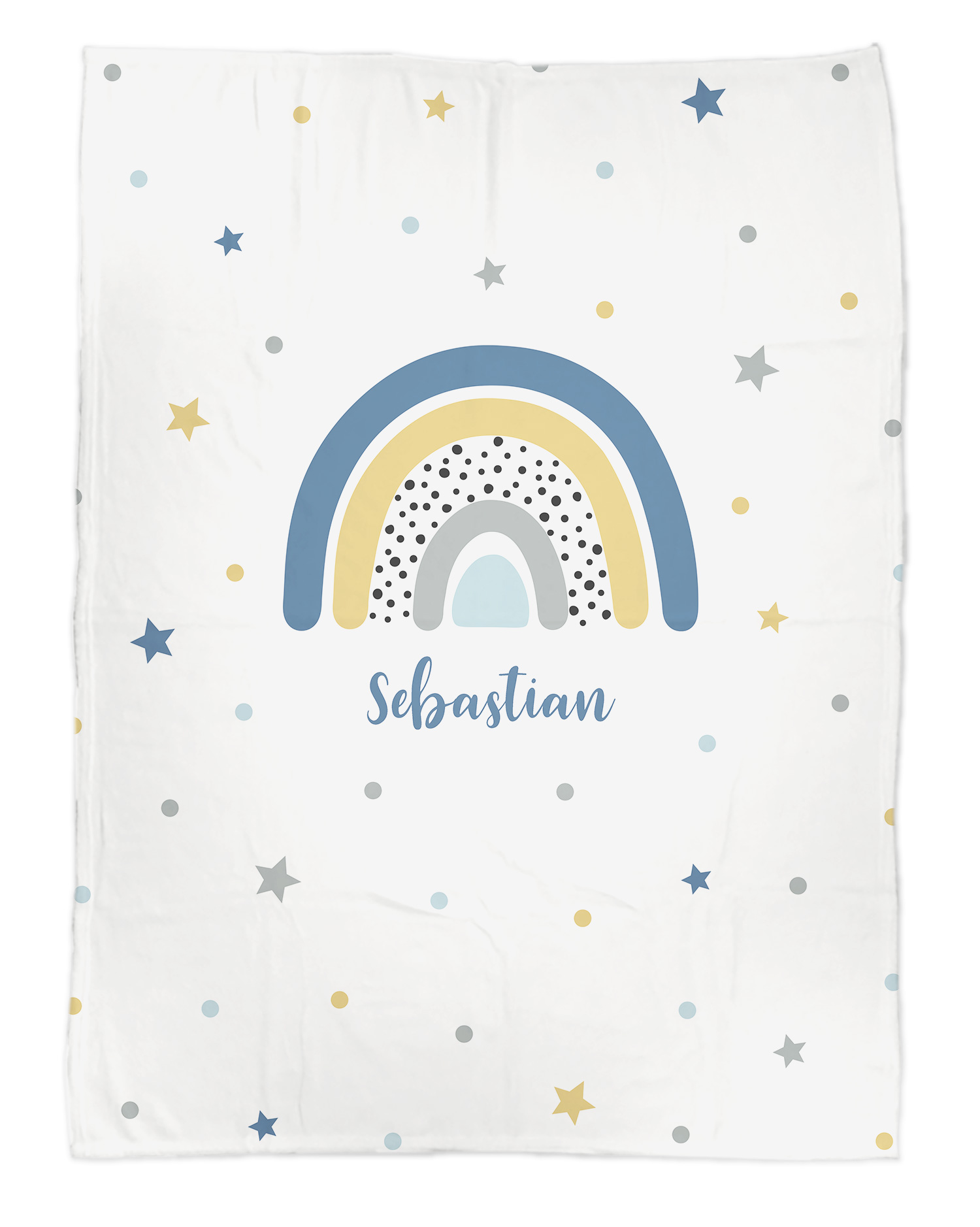Flauschige Kuscheldecke mit Namen oder Text personalisierbar im Design Regenbogen Sternchen