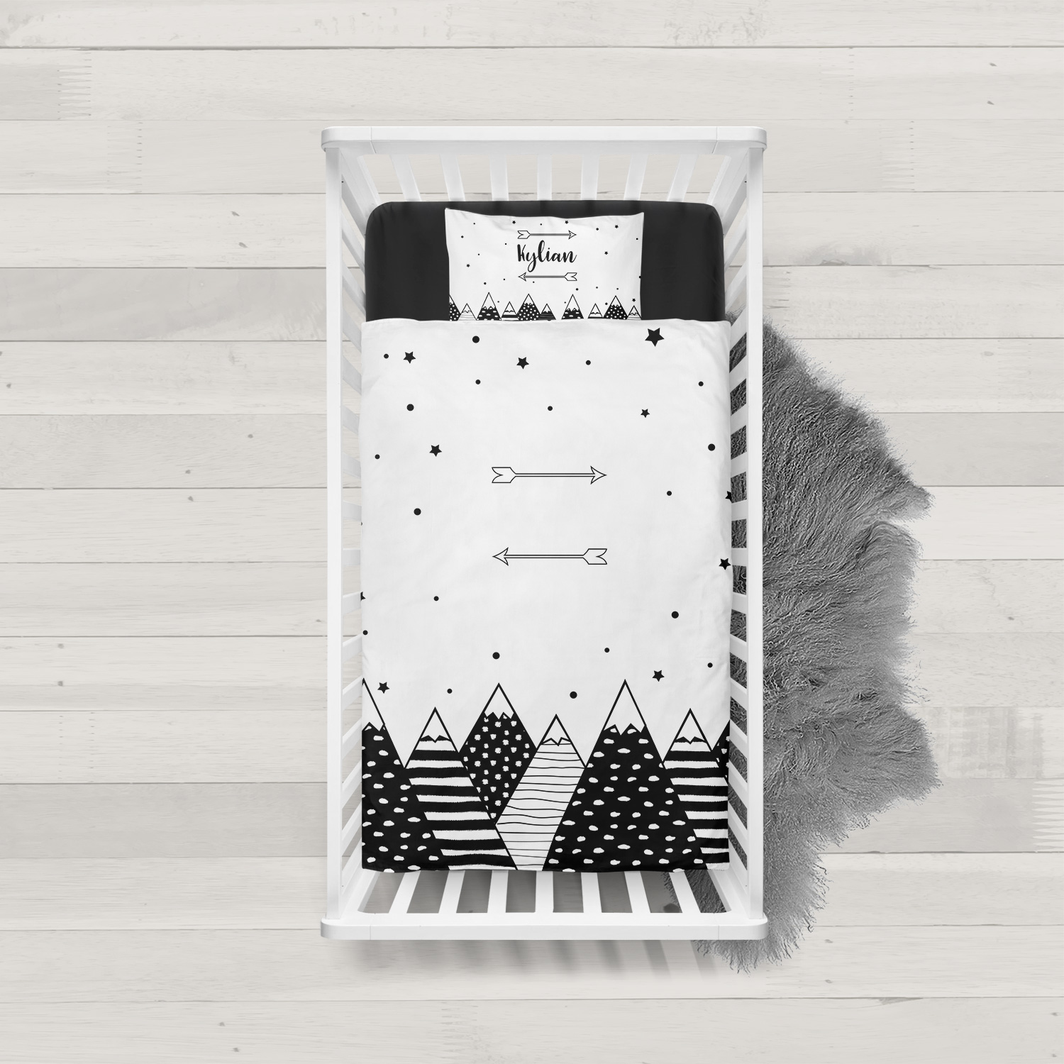 Wild Child white - Kinder-Bettdeckenbezug mit Namen