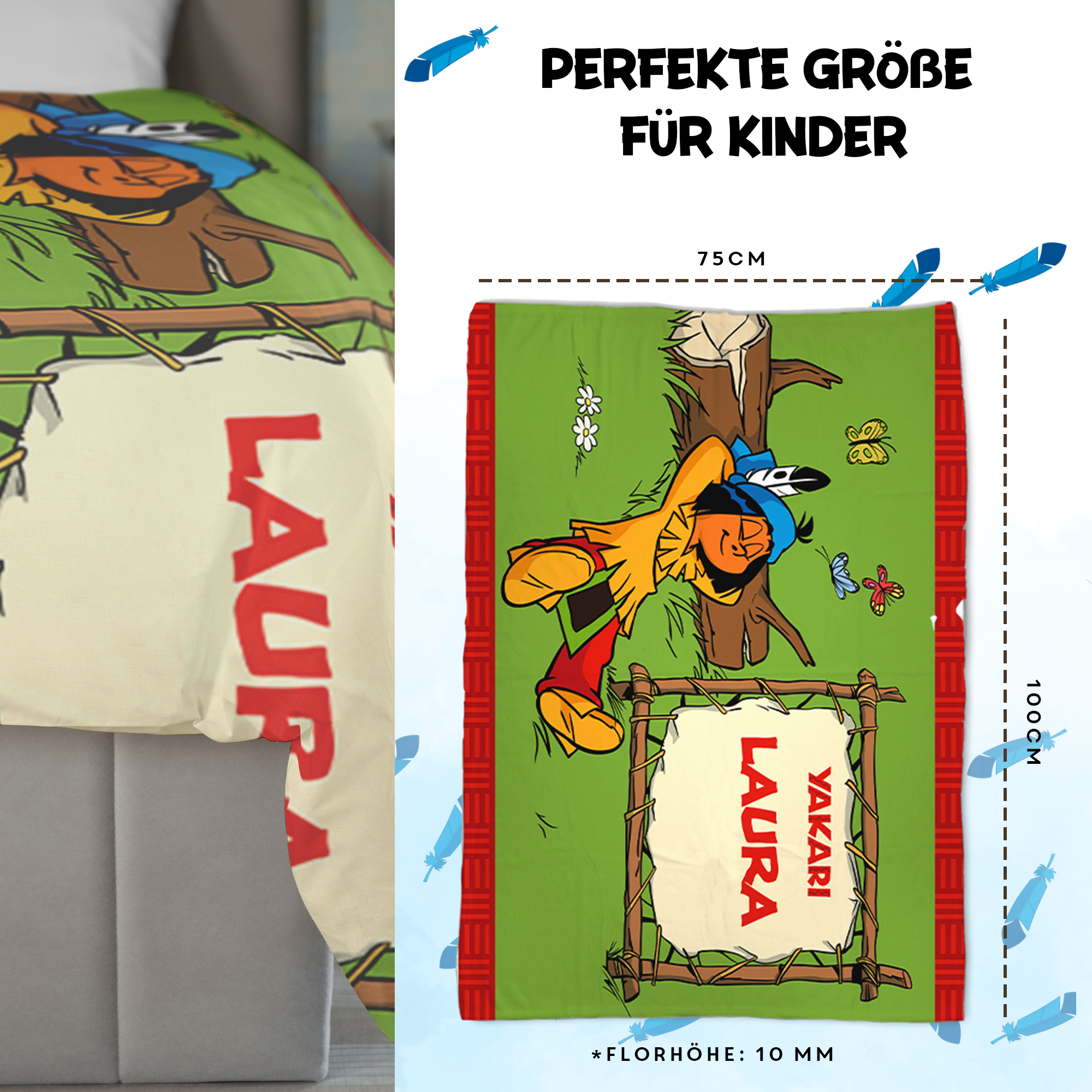 Yakari Kuscheldecke 75 x 100 cm mit dem Design Yakari ruht in der Natur