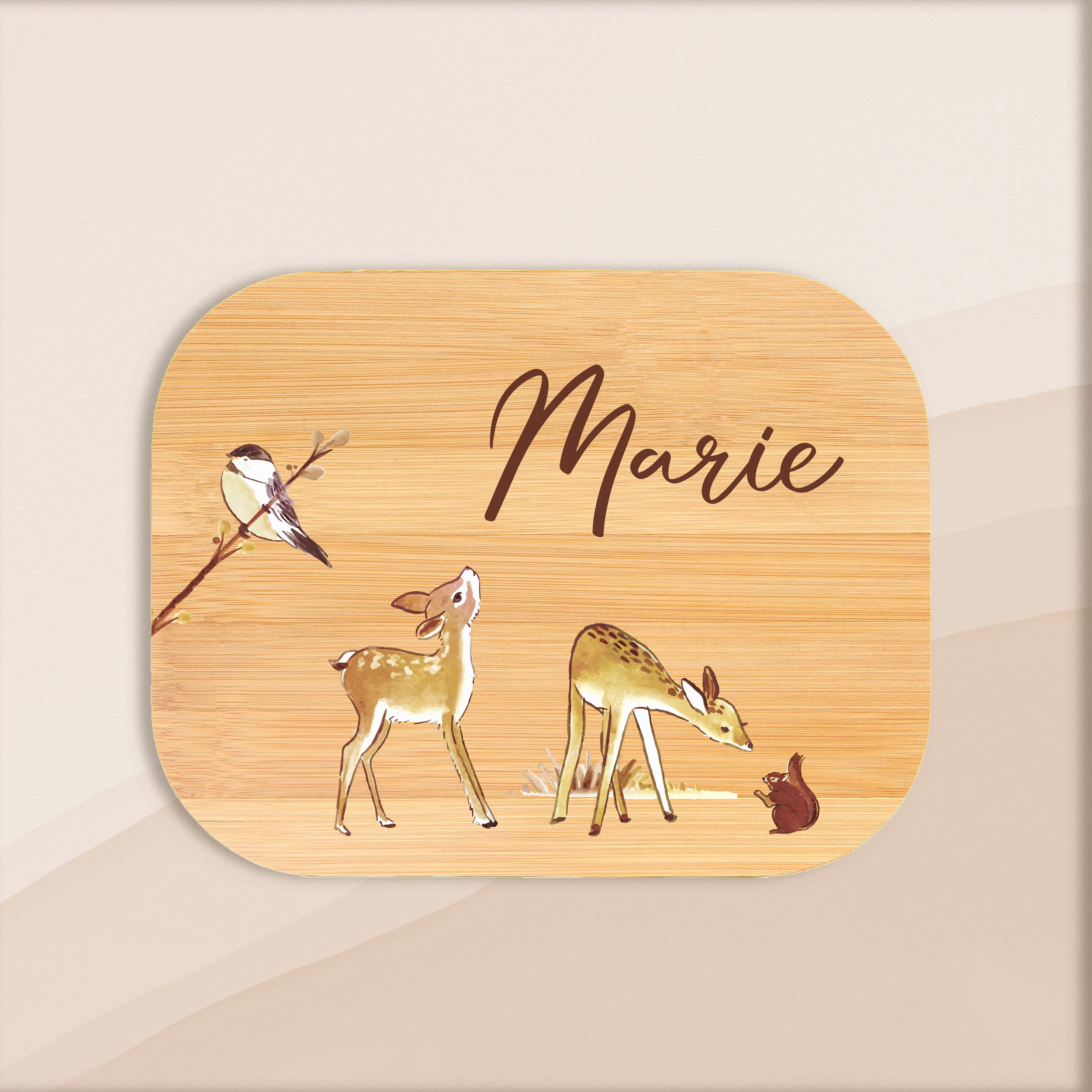Brotdose personalisiert mit Namen - Wald Reh