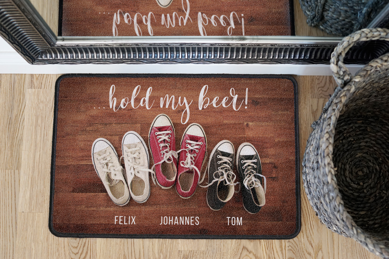 Personalisierte Fußmatte Sneaker – 3 Erwachsene