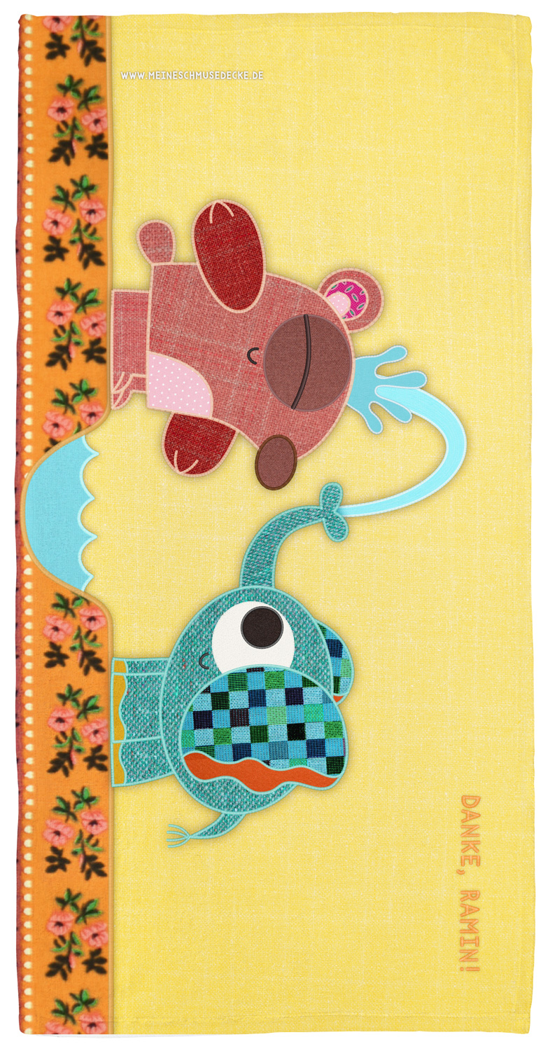 Studio Film Bender | meineschmusedecke | Handtuch Design Bär und Elefant + Namen oder Text