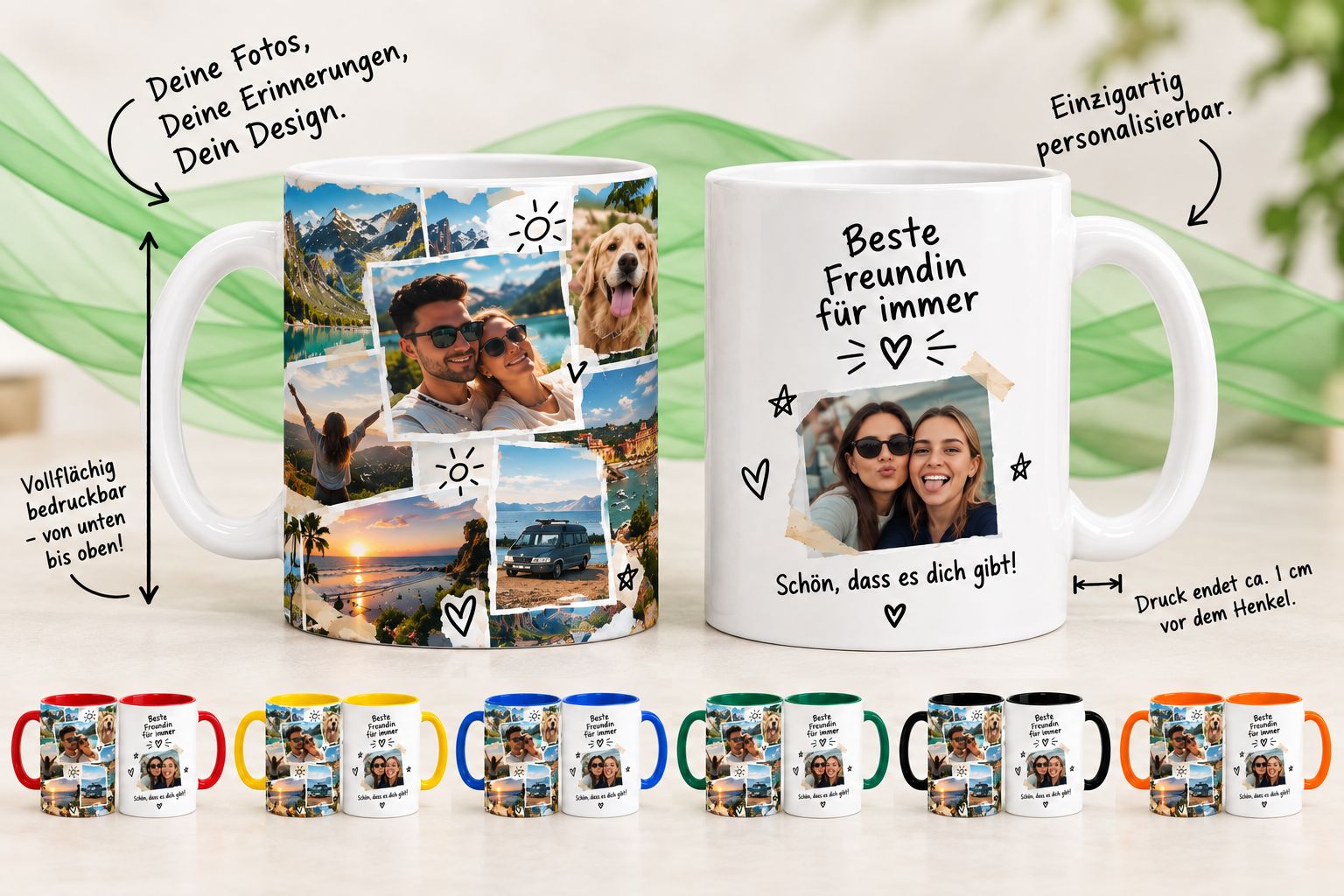 Fototasse Klassik in verschiedenen Farben mit Foto und Text | 300ml | Spülmaschinengeeignet