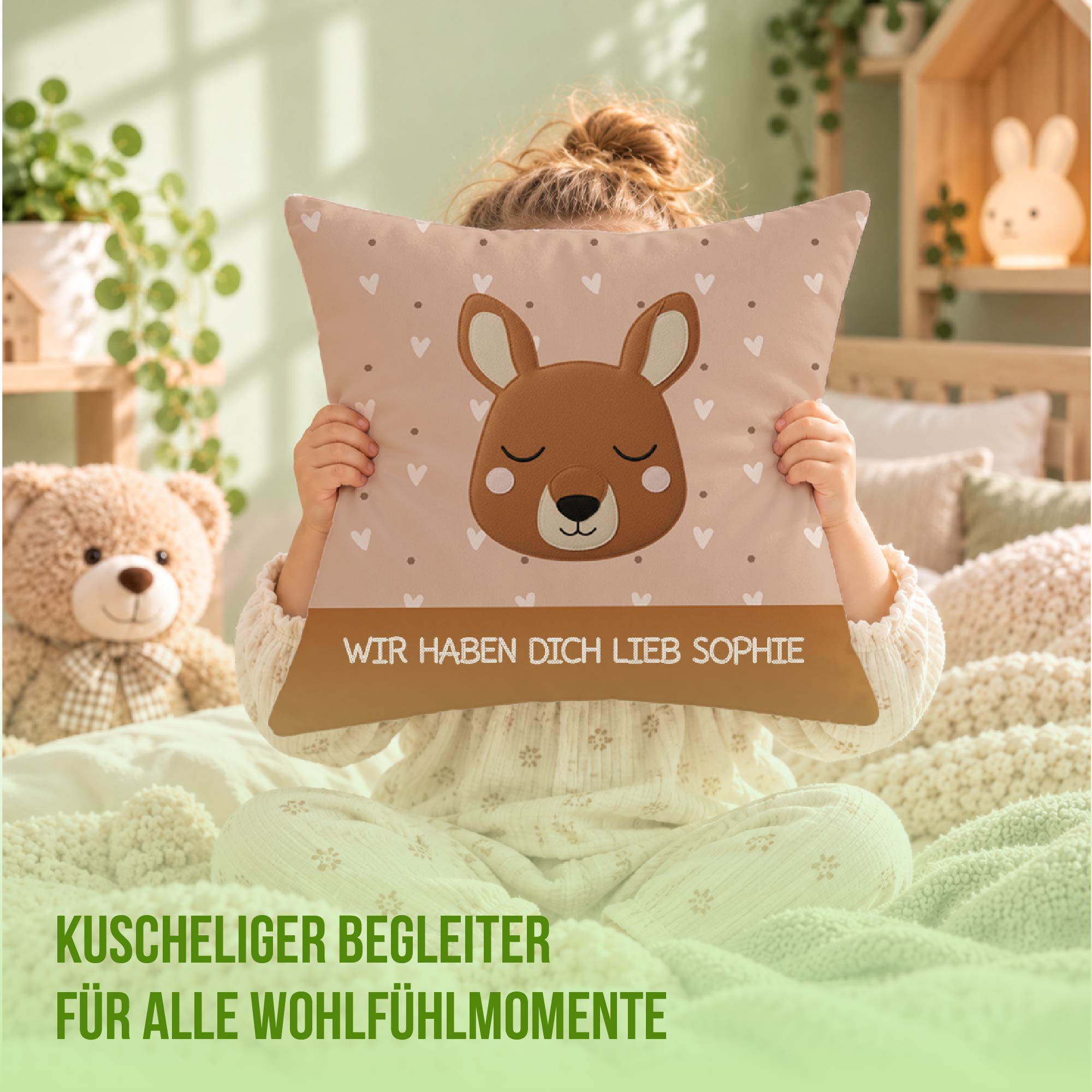 Schlummer-Kissen - Känguru - Mit Namen personalisierbar