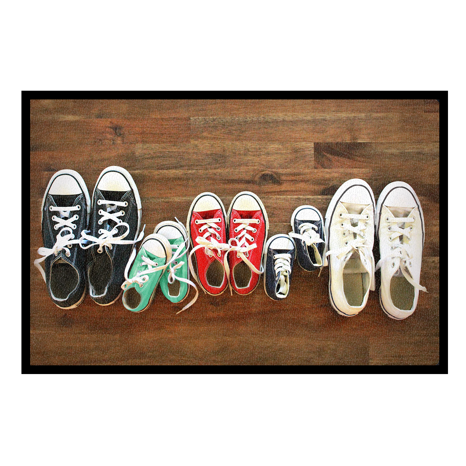 Personalisierte Fußmatte Sneaker – 2 Erwachsene & 3 Kinder