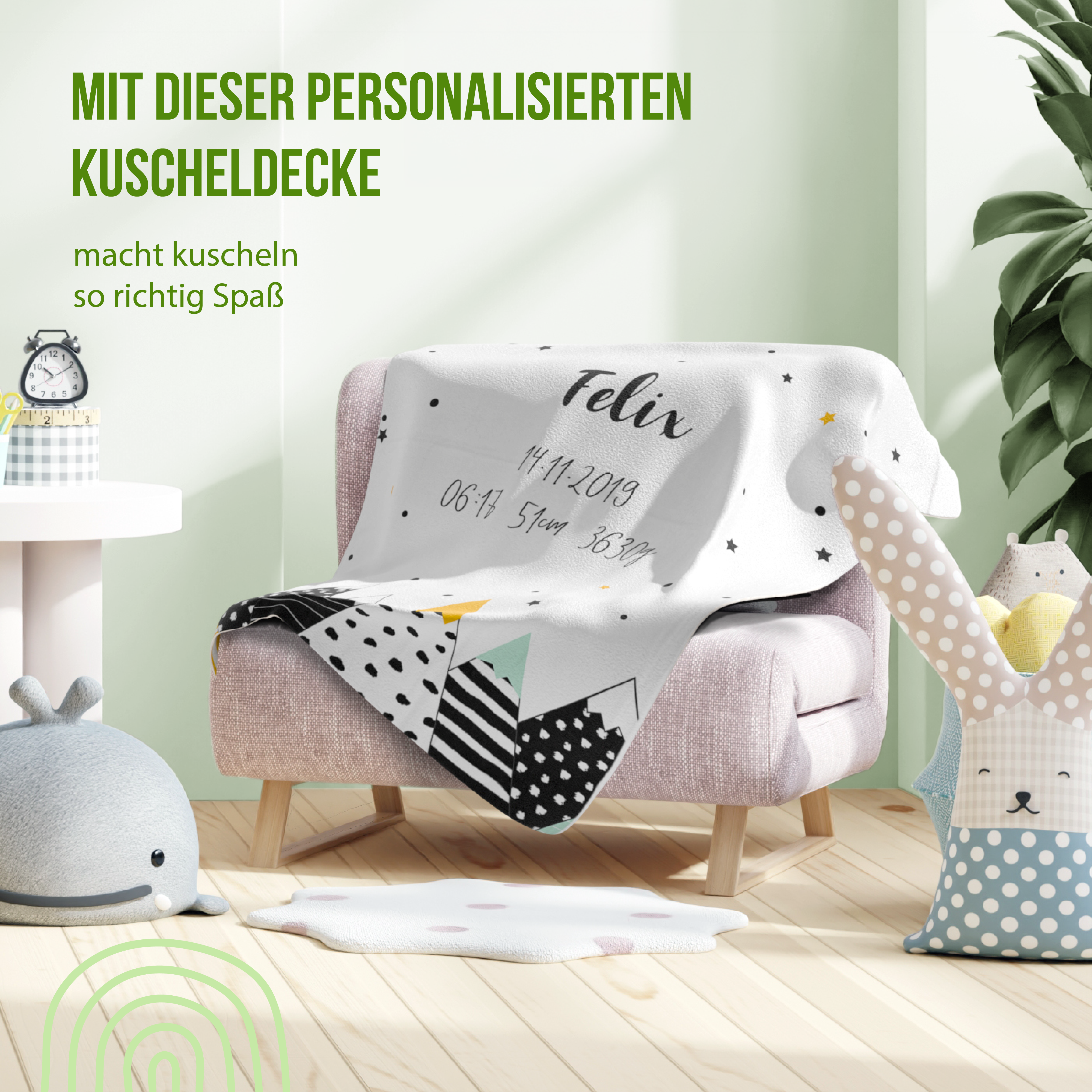 Kuscheldecke - Wild Child bunt - Mit Namen oder Text personalisierbar