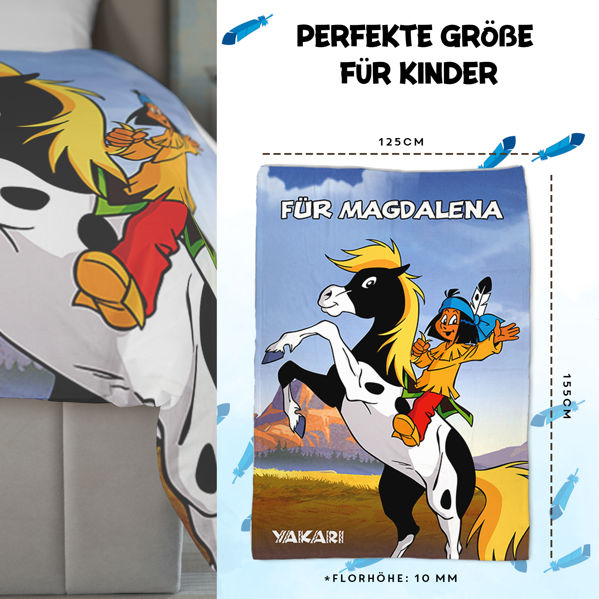 Yakari - Kuscheldecke "mit Pferd" - Mit Namen personalisierbar