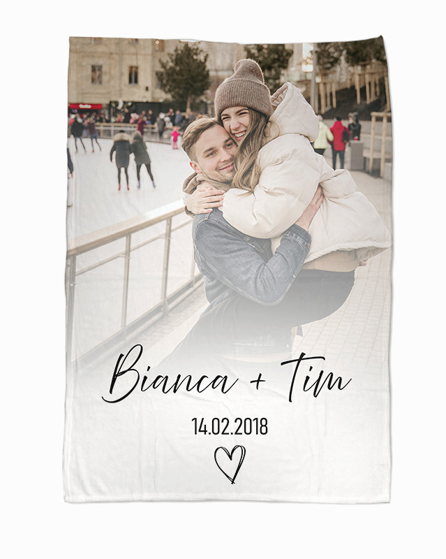 Flauschige Kuscheldecke mit Namen oder Text personalisierbar mit eurem Foto und mit Datum | Perfektes Geschenk für eure Lieben Kopie