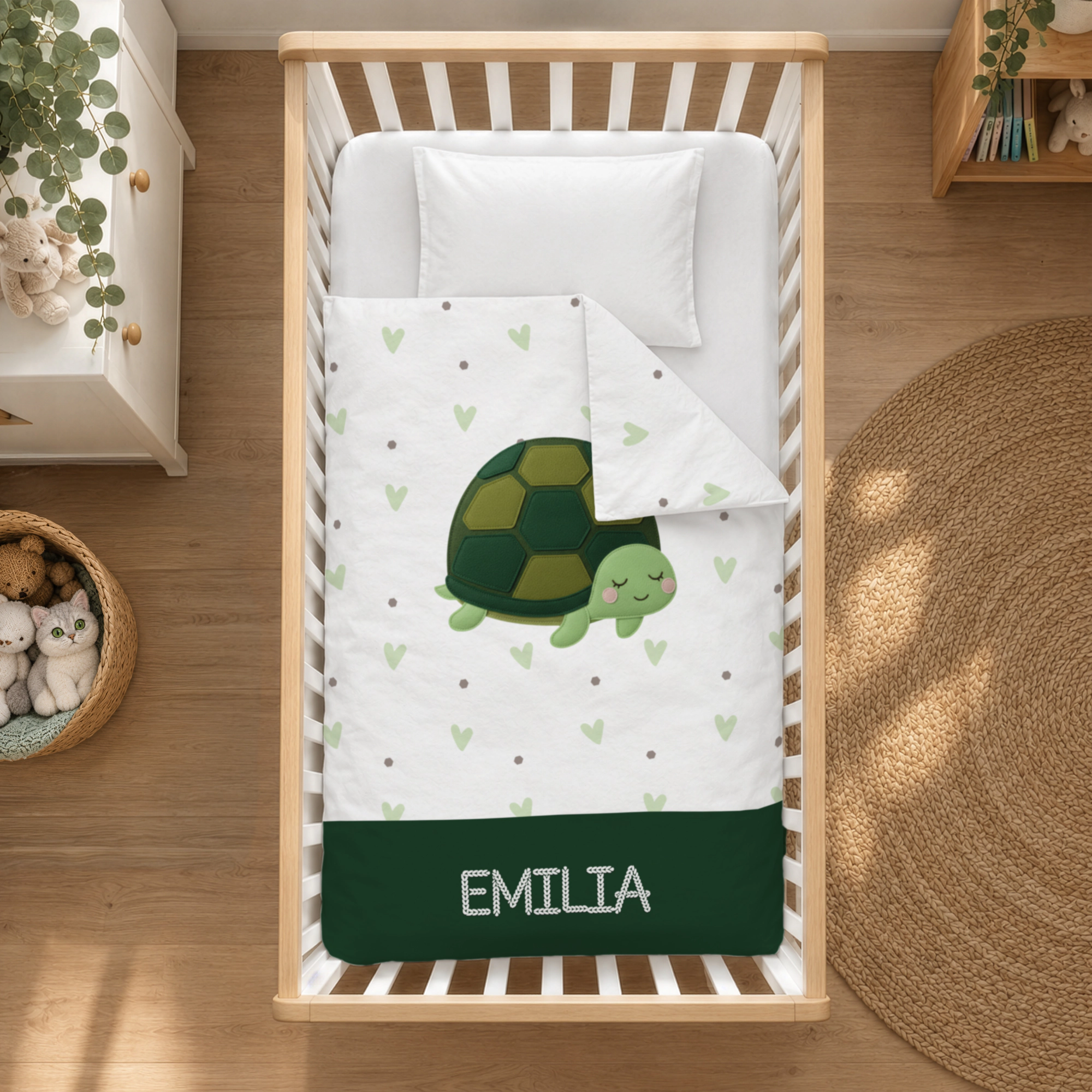 Schlummer Bettwäsche mit Namen | 100x135 cm | Kuschelweiche Bettwäsche mit süßen Tiermotiven | OEKO-TEX® | Handgefertigt in Deutschland