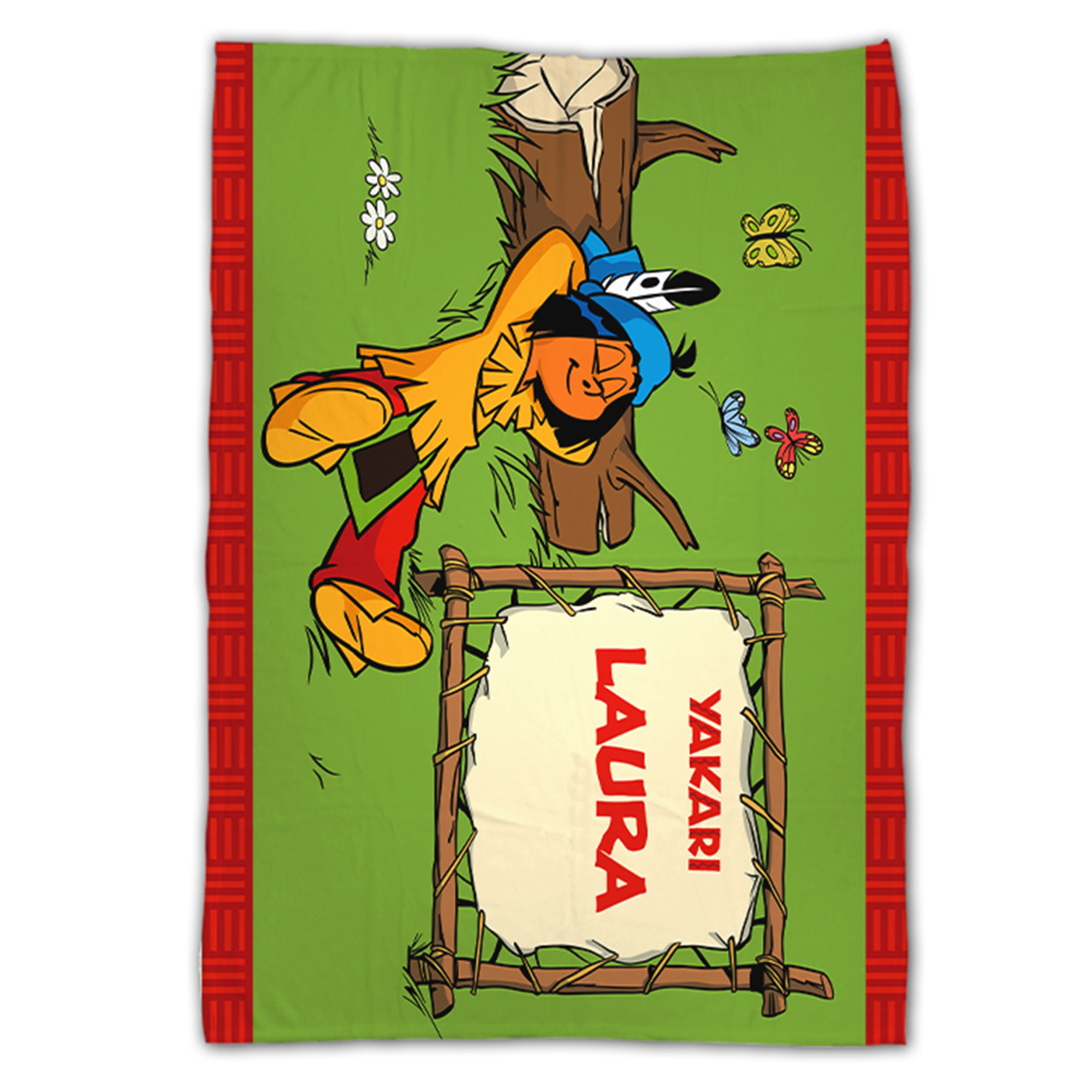 Yakari Kuscheldecke mit dem Design Yakari ruht in der Natur in 3 Größen